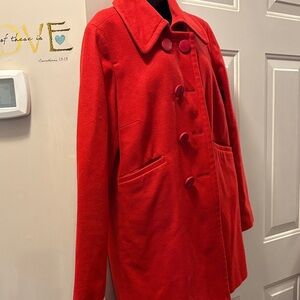 Mexx Women's Red Double-Breasted Pea Coat some marks by label see last pic